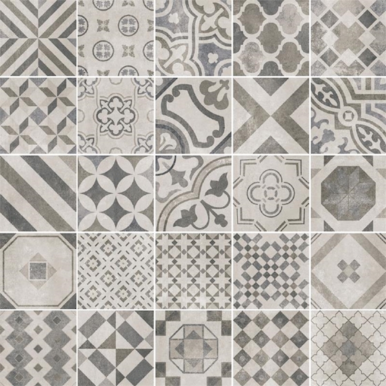 Vloer-/Wandtegel Mix Black & White 20x20 Grijs