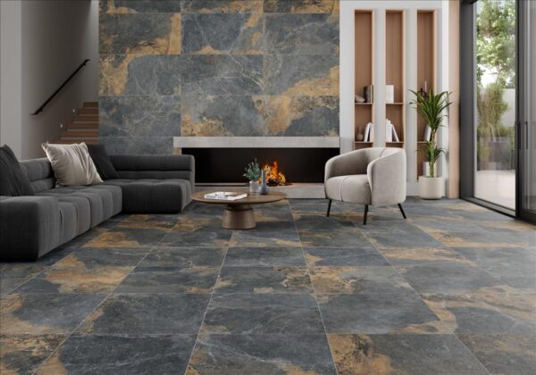 Vloer-/Wandtegel Natural 60x120 Antraciet/Bruin