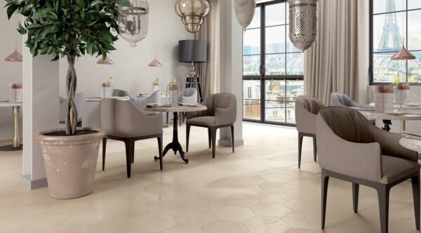 Vloer-/Wandtegel Esagona Bianco 29.5x25.5 Wit/Beige