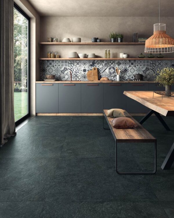 Vloer-/Wandtegel Antica Black 100x100 Zwart