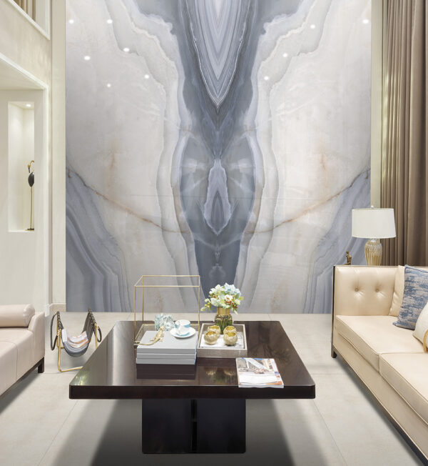 Vloer-/Wandtegel Agata Blue Glans 60x120 Blauw/Wit