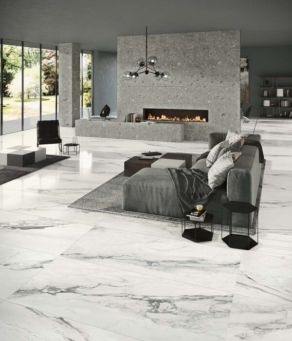 Vloer-/Wandtegel Bernini Glans 120x270 Wit/Grijs