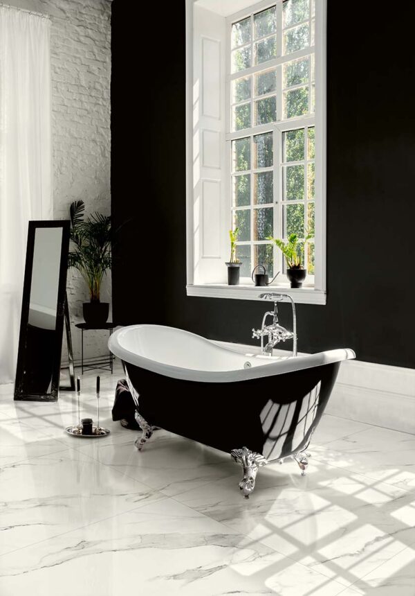 Vloer-/Wandtegel Calacatta Glans 120x270 Wit/Grijs