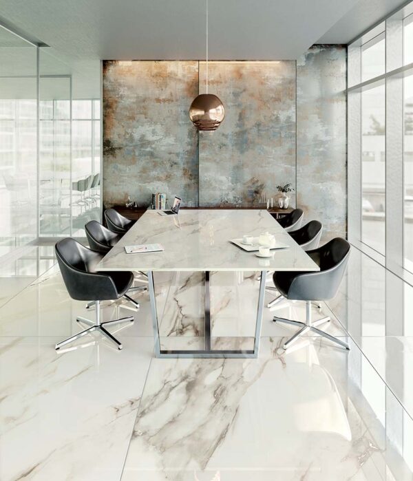 Vloer-/Wandtegel Calacatta Glans 120x120 Wit/Grijs