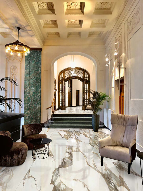 Vloer-/Wandtegel Calacatta Gold Glans 60x120 Wit/Bruin/Goud