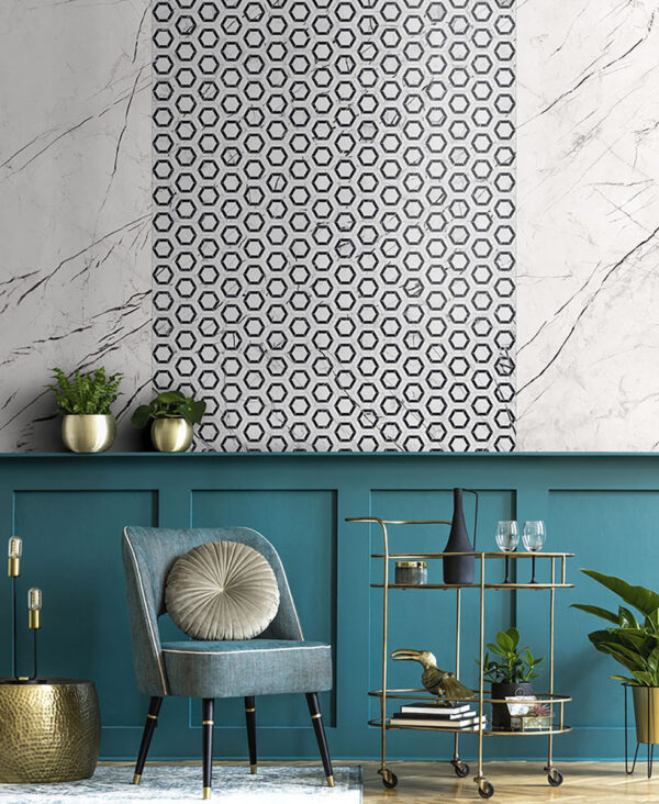 Vloer-/Wandtegel Marquina White Glans 120x270 Wit