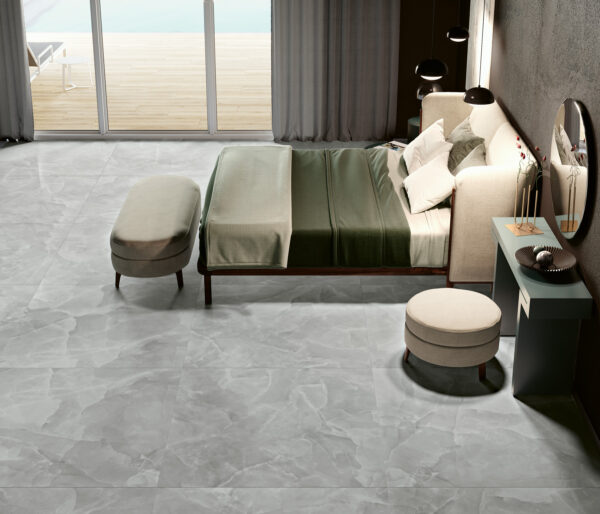 Vloer-/Wandtegel Onyx Grey Glans 60x120 Grijs