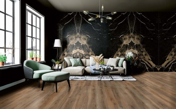 Vloer-/Wandtegel Pierre Black Mat 120x120 Zwart/Beige/Goud