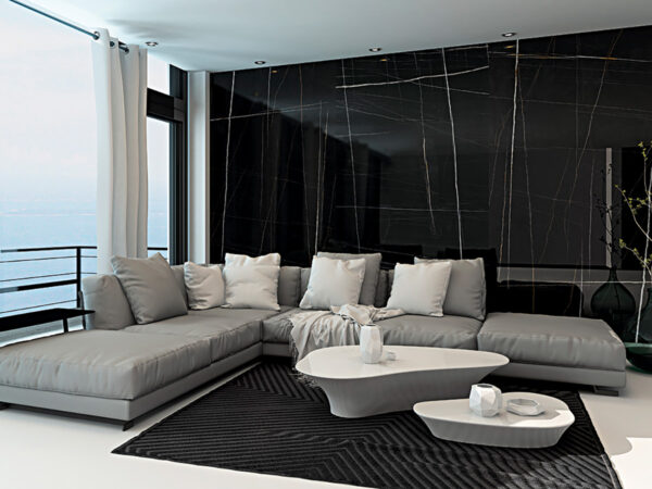 Vloer-/Wandtegel Sahara Noir Black Mat 60x120 Zwart