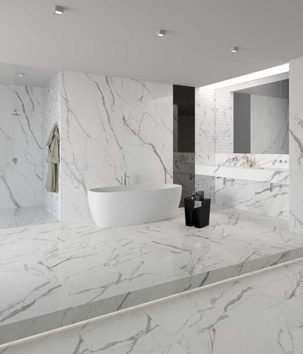 Vloer-/Wandtegel Statuario Superiore Glans 60x120 Wit/Grijs