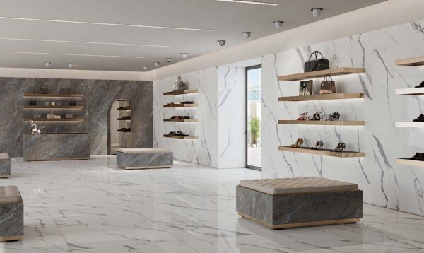 Vloer-/Wandtegel Statuario Superiore Glans 120x120 Wit/Grijs