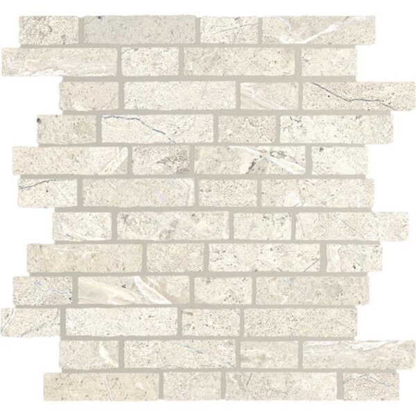 Wandtegel Mosaico Break White Worn 29x31 Wit/Grijs