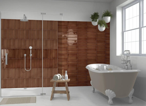 Wandtegel Copper Glans 6.9X24 Bruin