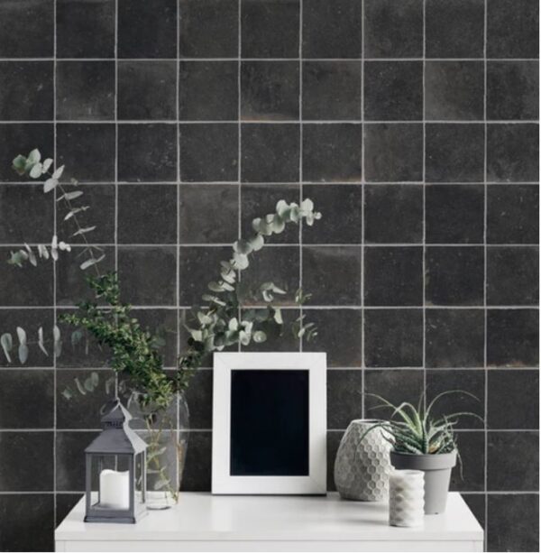 Vloer-/Wandtegel Burattato Charcoal 15x15 Zwart/Antraciet